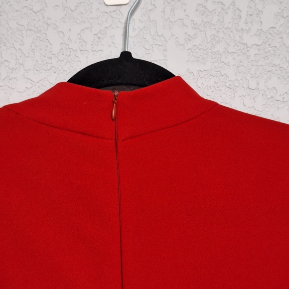 Donna Morgan Red Knee-Length Dress Twist Neckline Short Sleeve A-Line - Picture 6 of 7